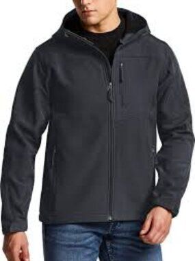 COLE HAAN Soft Shell Hooded Jacket, Black, M